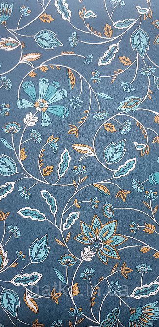 Шпалери вінілові на флізеліні Rasch Clasik 0,53х10 квіти листя гілки яскраві бірюзові білі Київ - фото 1
