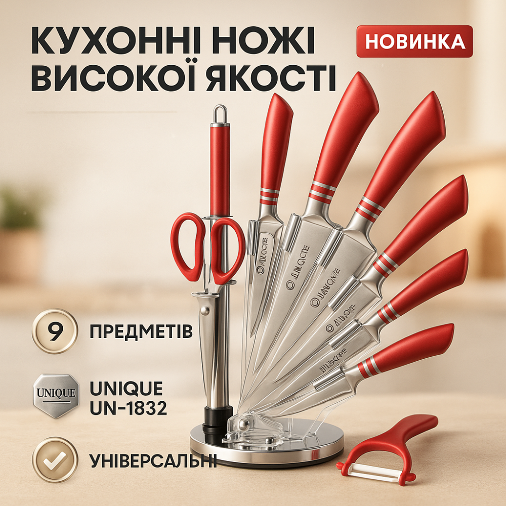 Набір ножів для кухні та дому UNIQUE, Набір ножиків для кухні ножів побутовий AS-96 Львів - фото 19