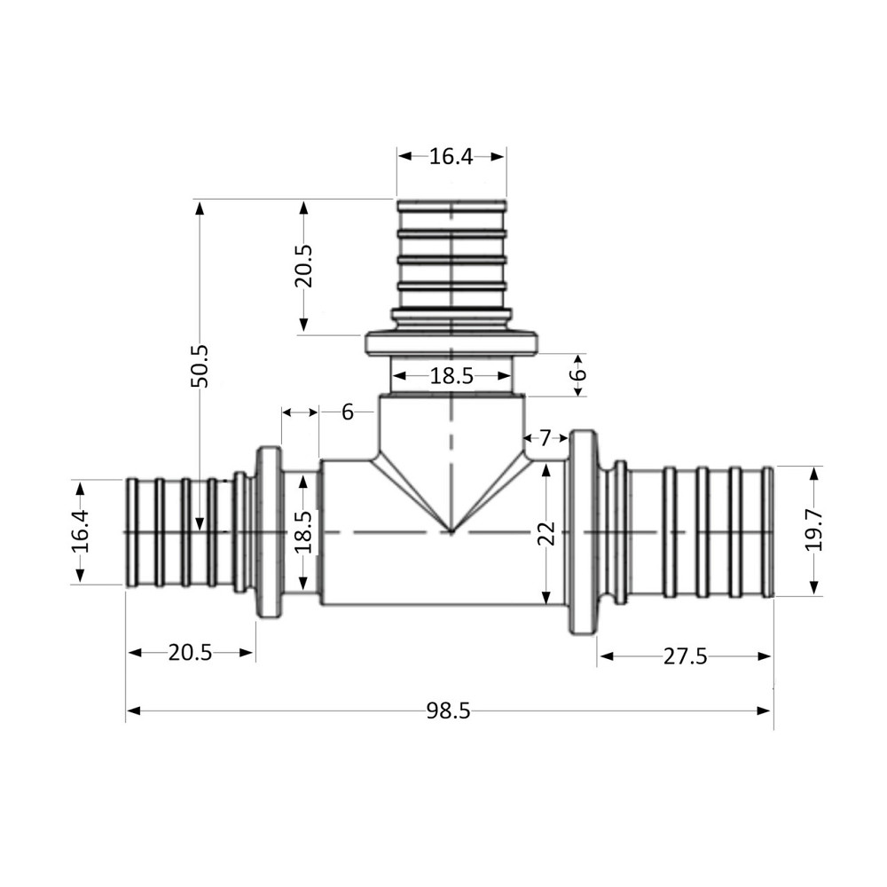 Трійник натяжний Icma No1039 d25х20х20 851039GXGWGW0 Київ - фото 2