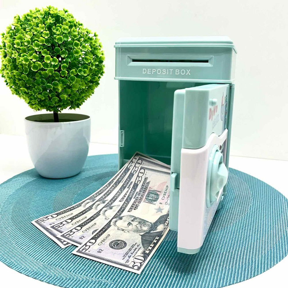 Сейф-скарбничка з кодовим замком та купюроприймачем для паперових грошей та монет Блакитний (MK 4776) Чернігів - фото 7
