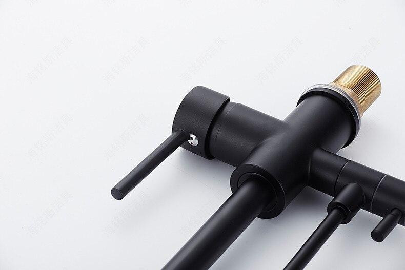 Змішувач для кухні для фільтрованої води двоважільний, кухонний кран з подвійною ручкою WanFan Чорний Кам'янець-Подільський - фото 4