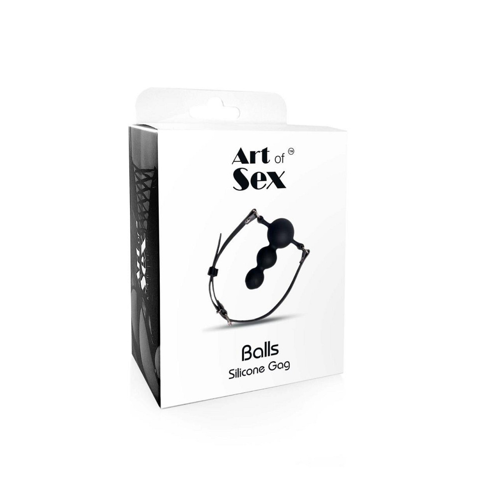 Кляп силіконовий Art of Sex - Balls, екошкіра, чорний Sex Aura Київ - фото 3