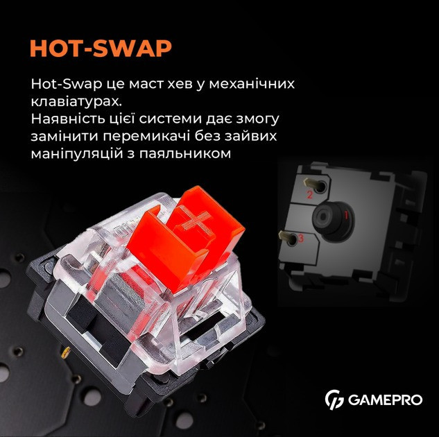 Клавіатура GamePro MK130R Red Swich Hot-Swap RGB Black Сірий Харків - фото 10
