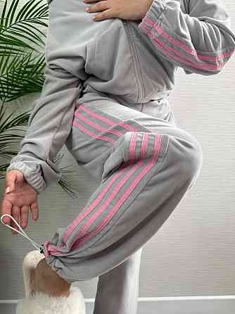 Женский стильный велюровый-плюшевый костюм двойка. Серый, 42/44 Одесса