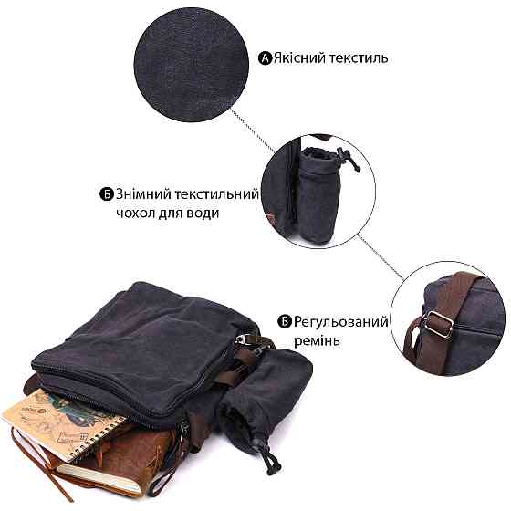 Текстильная сумка с чехлом для воды Vintage 22208 Черный Киев