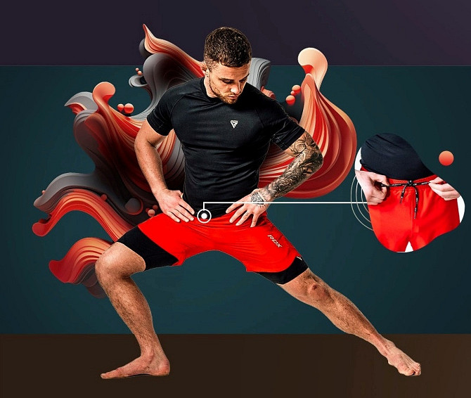 Компресійні шорти RDX MMA T16 2-в-1 RED/BLACK-M Кам'янське - фото 8