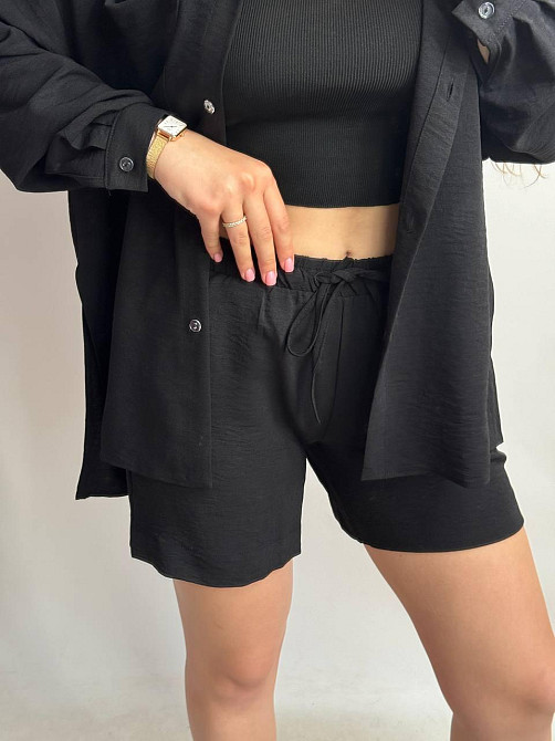 Костюм-тройка женский летний с шортами и брюками Черный XS-S Харьков - изображение 3