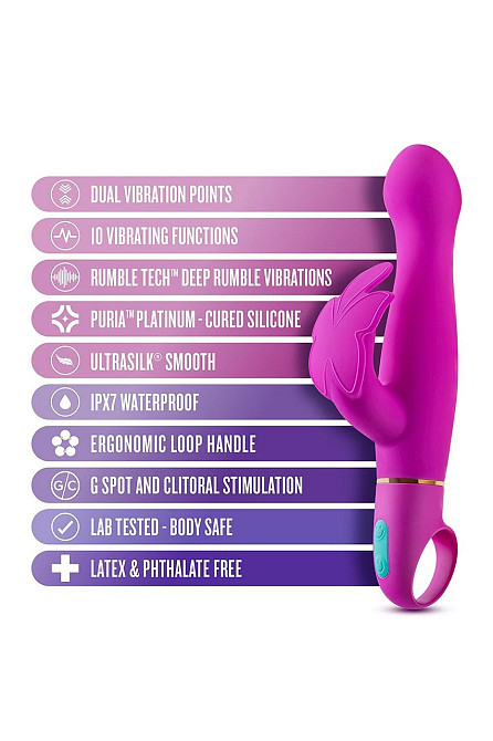 Вибратор с клиторальным отростком в виде бабочки Blush Aria Naugnty AF розовый Sex Aura Киев - изображение 7