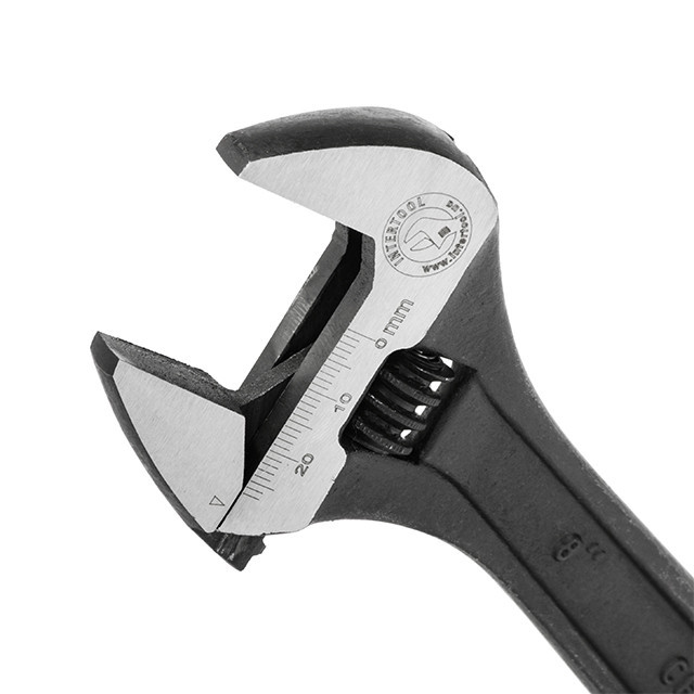 Розвідний ключ 200 мм INTERTOOL XT-0058, Cr-V, чорний - Інструмент, що працює на результат Львів - фото 2