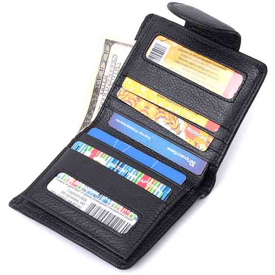 Практичный кошелек для женщин с карманом для монет из натуральной кожи ST Leather 22725 Черный Киев