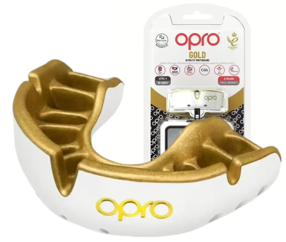 Капа OPRO Gold дитяча (вік до 10р.) White/Gold (art.102505005) Каменское