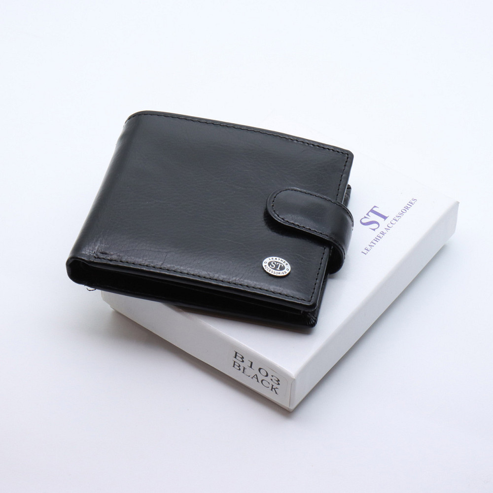 Стильное кожаное мужское портмоне ST Leather В103 Черный Киев - изображение 2