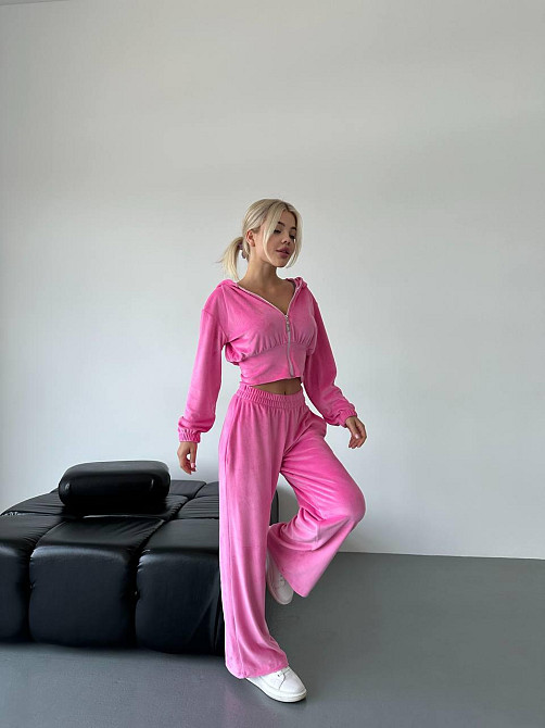 Жіночий стильний прогулянковий костюм двійка: кофта і штани велюр-плюш Одеса - фото 1