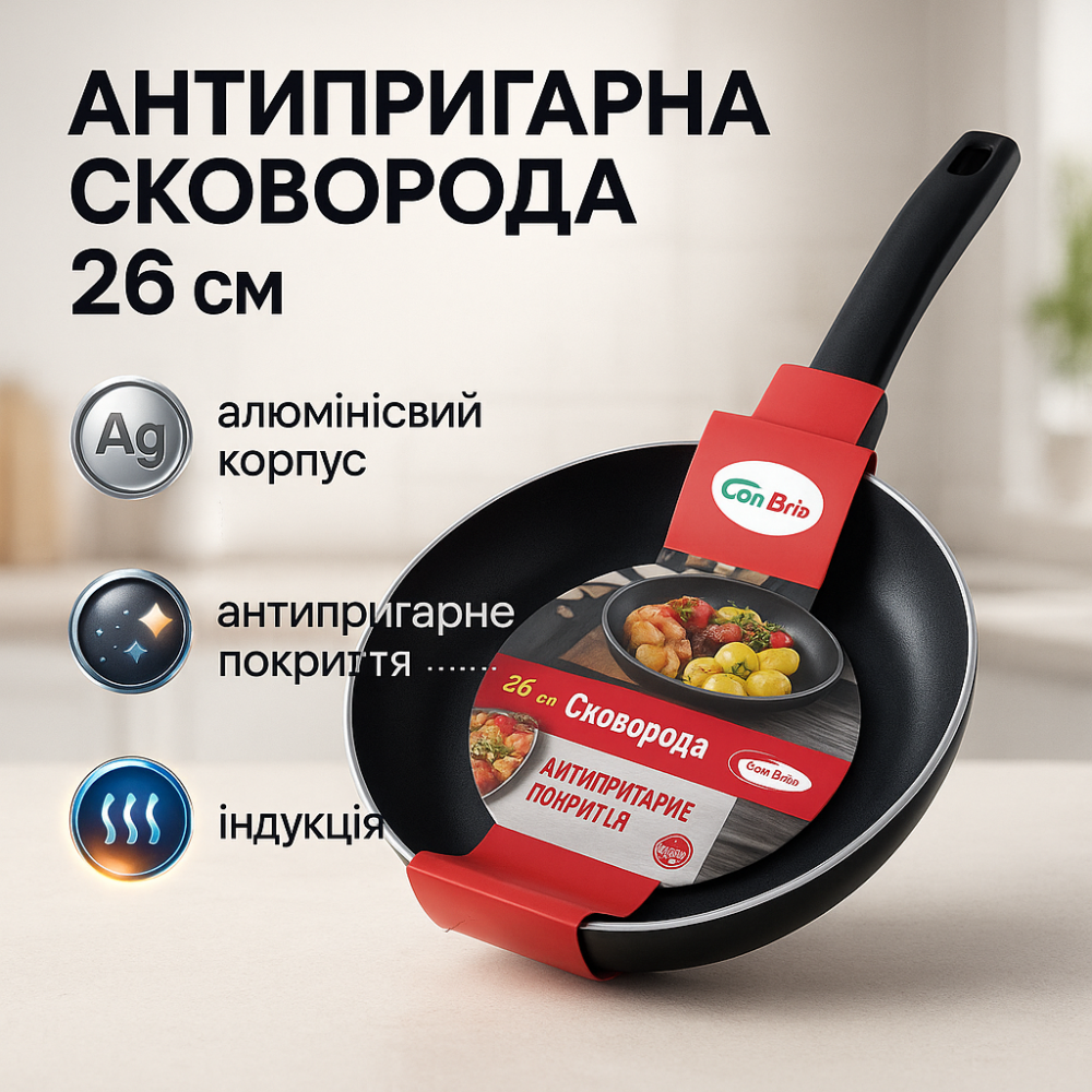 Сковорода для приготовления на плите Con, Прочная сковородка с антипригарным покрытием WN-58 Львов - изображение 14