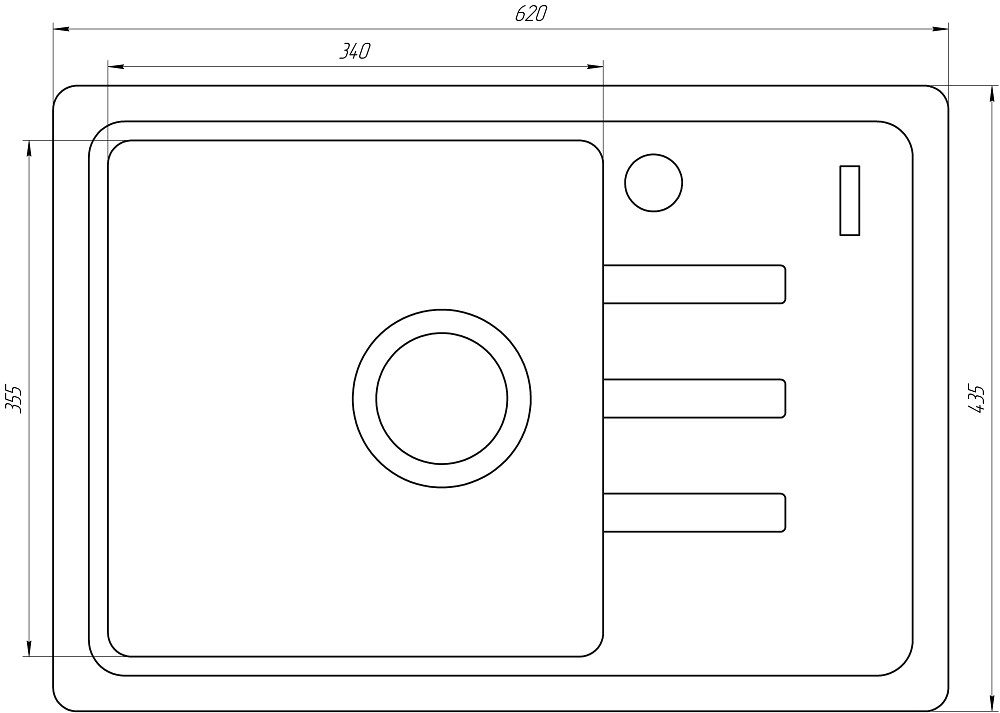 Гранітна мийка Mira MONTI чорний 620 х 435 мм Тернопіль - фото 6