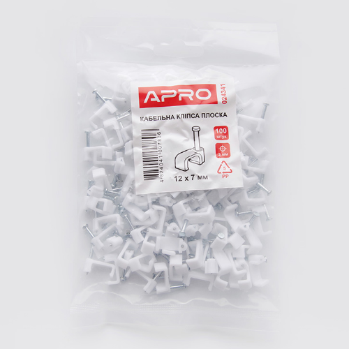 Кабельна кліпса 12*7мм плоска 100шт/уп APRO Житомир
