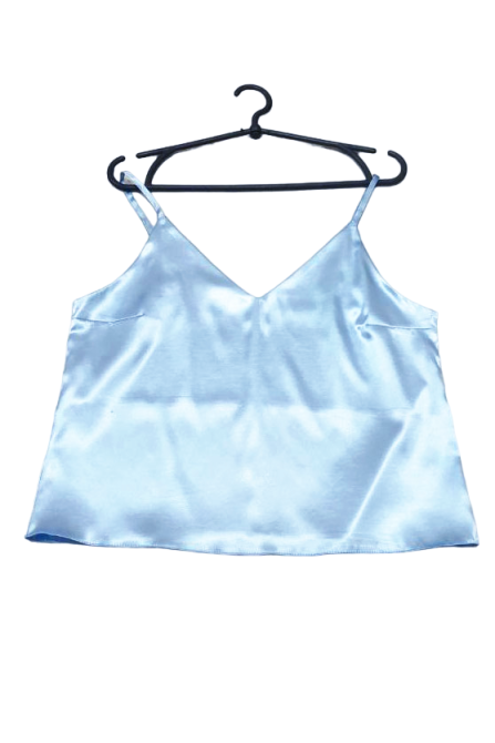 Майка на тонких бретельках атлас Голубой XS Харьков - изображение 4