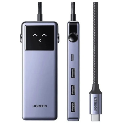 Концентратор Ugreen USB-C 7-in-1 3xUSB + 1xUSB-C + HDMI + RJ45 + PD 100W CM888 gray (45155) Винница - изображение 1