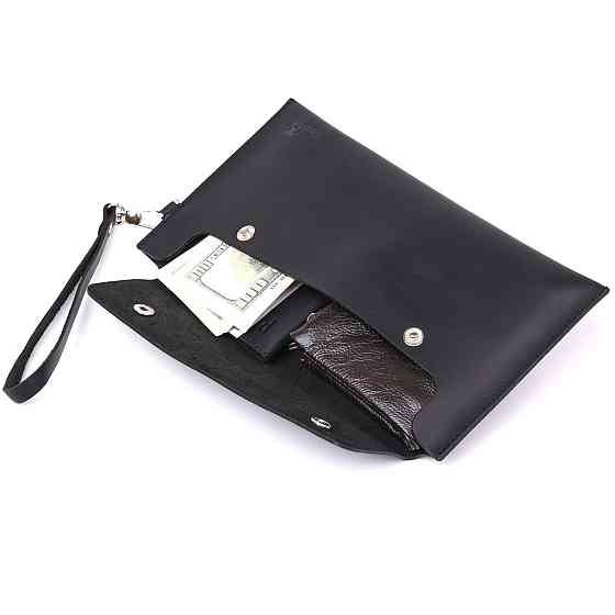 Шкіряна матова тревел-косметичка унісекс Shvigel 16426 Чорний Київ