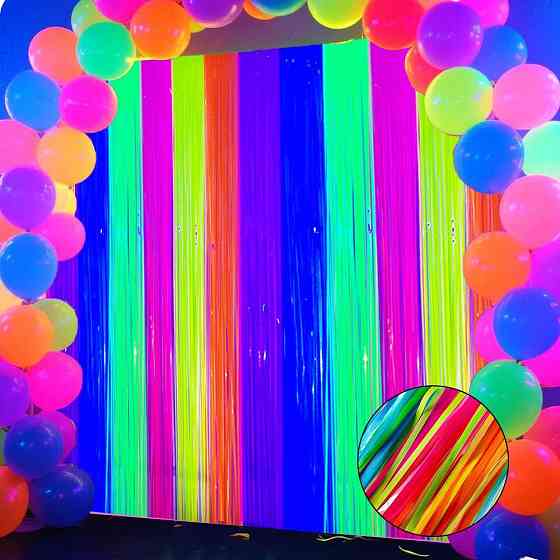 Дощик на фотозону флуоресцентний неоновий святковий 2 м на 1 м різнобарвний Київ