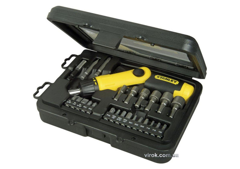Викрутка реверсивна STANLEY "Pistol Grip Ratchet". тріщатка, насадки 22 Шт. Одеса - фото 1