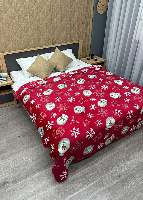Плед-покривало Decorator WellSoft 150х210 см з різдвяним принтом Червоний (87-173) Київ - фото 3