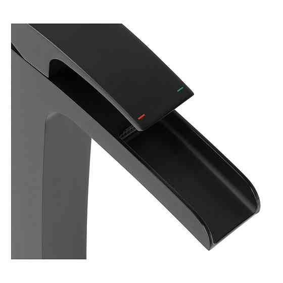 Высокий смеситель для умывальника Koer KB-15007-05 с водопадом, черный (KR3449) Харьков