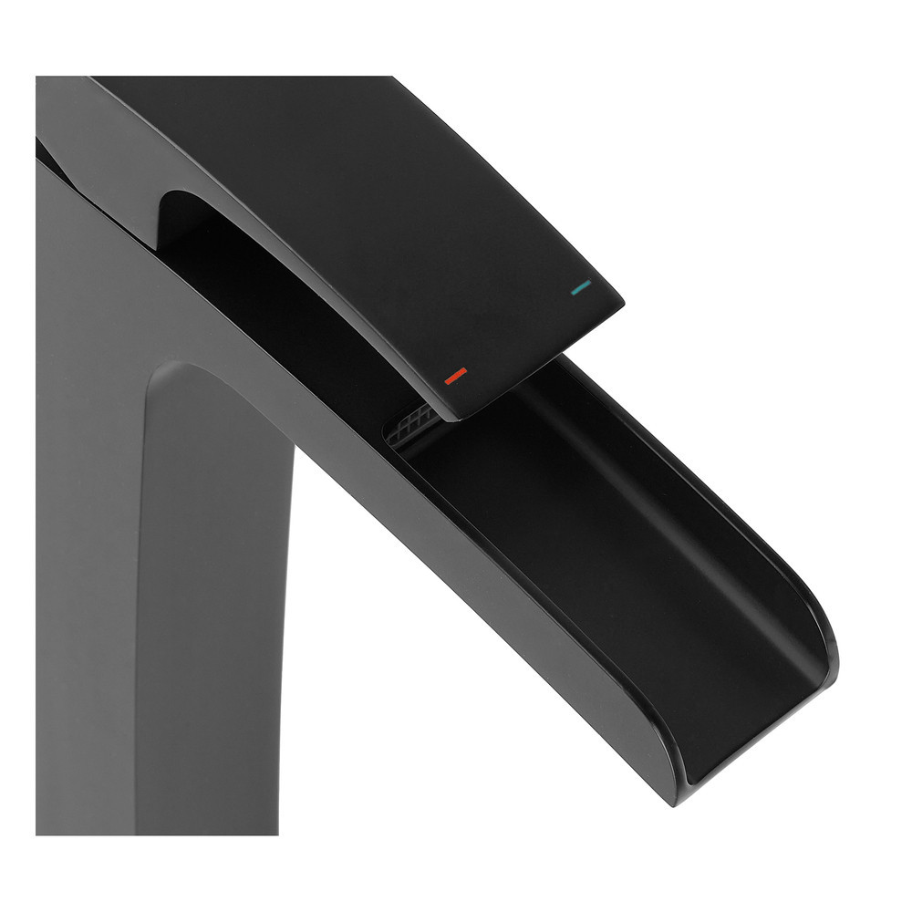 Высокий смеситель для умывальника Koer KB-15007-05 с водопадом, черный (KR3449) Харьков - изображение 4