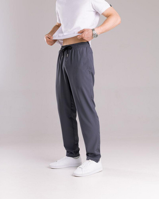 Однотонні базові чоловічі штани весна літо темно-сірі Pobedov Aero Київ - фото 8