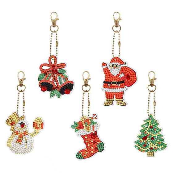 Набір брелків алмазна викладка "Новорічні" BR25, 5 шт, з інструментами Вінниця