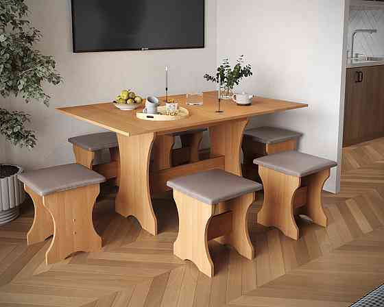 Табурет с мягким сиденьем, табуретка на кухню Ткань Бонус новая (светло коричневый) ДСП Ольха Львов