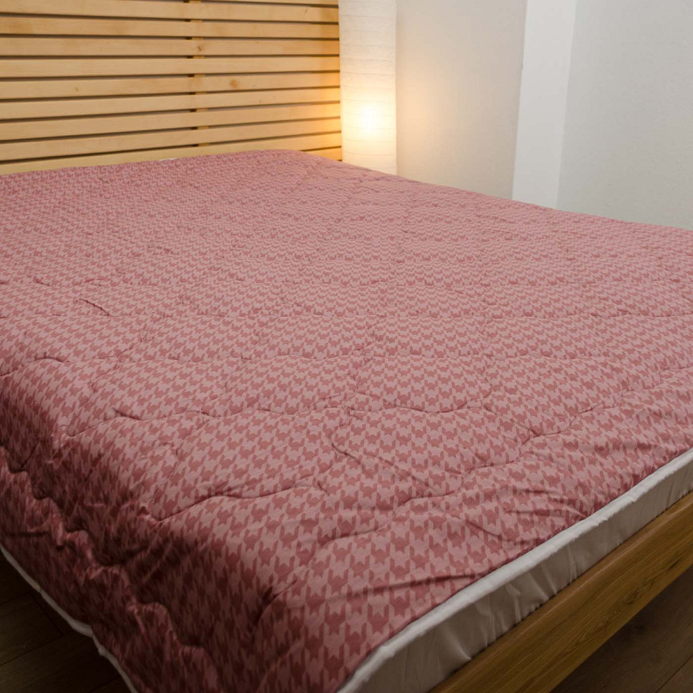 Ковдра конопляна зимова Сатин Пє-де-пуль YouStar євро 200х210 см (Рожевий) Суми - фото 2