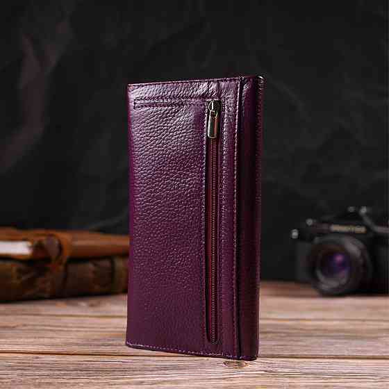 Ультрамодне жіноче портмоне з натуральної шкіри флотар Бузкове (CANPELLINI) Київ