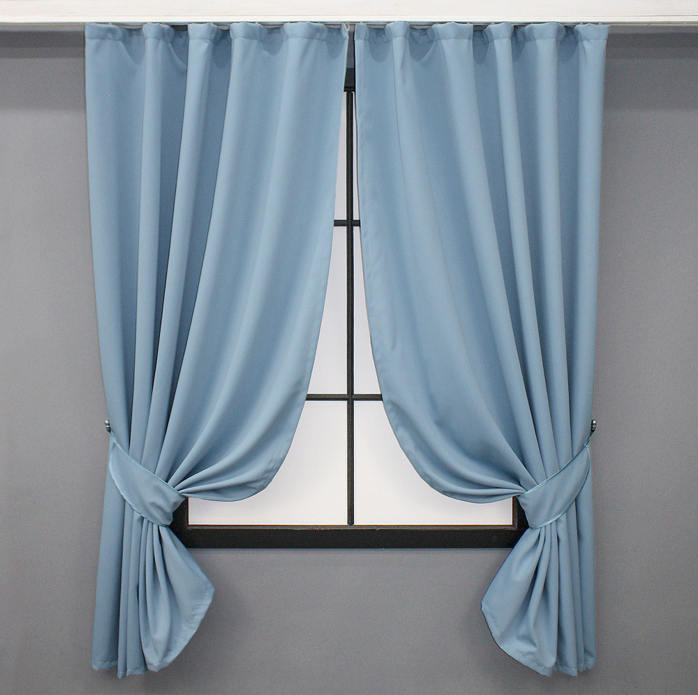 Комплект коротких штор VR-Textil Блэкаут Midnight № 1676ш Голубой 140х170 см 2 шт (35-0324) Киев - изображение 1