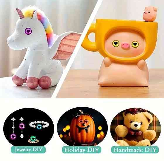 Стеклянные глаза с сердцем 8 мм – набор 10 пар для DIY и рукоделия Киев