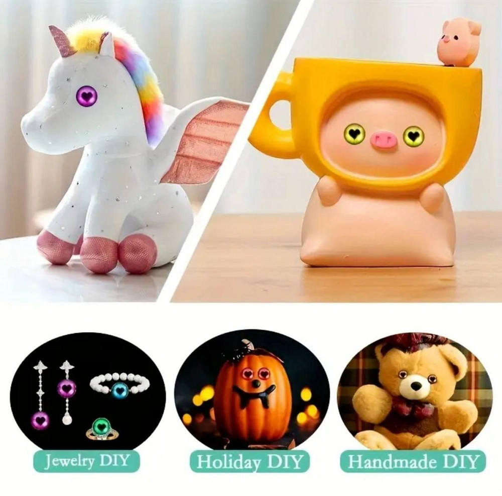 Скляні очі з серцем 8 мм – набір 10 пар для DIY та рукоділля Київ - фото 4