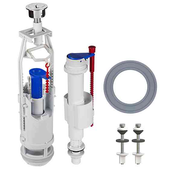 Комплект арматури для зливного бачка з нижнею подачею води  1/2 ″ та двома режимами зливу АБк2-10 Киев