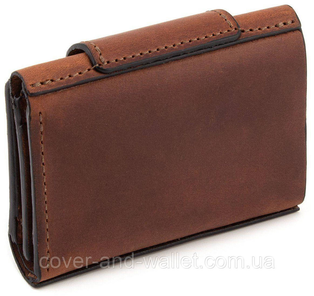 Маленький мужской кошелек из винтажной кожи на магнитах Grande Pelle Киев - изображение 9