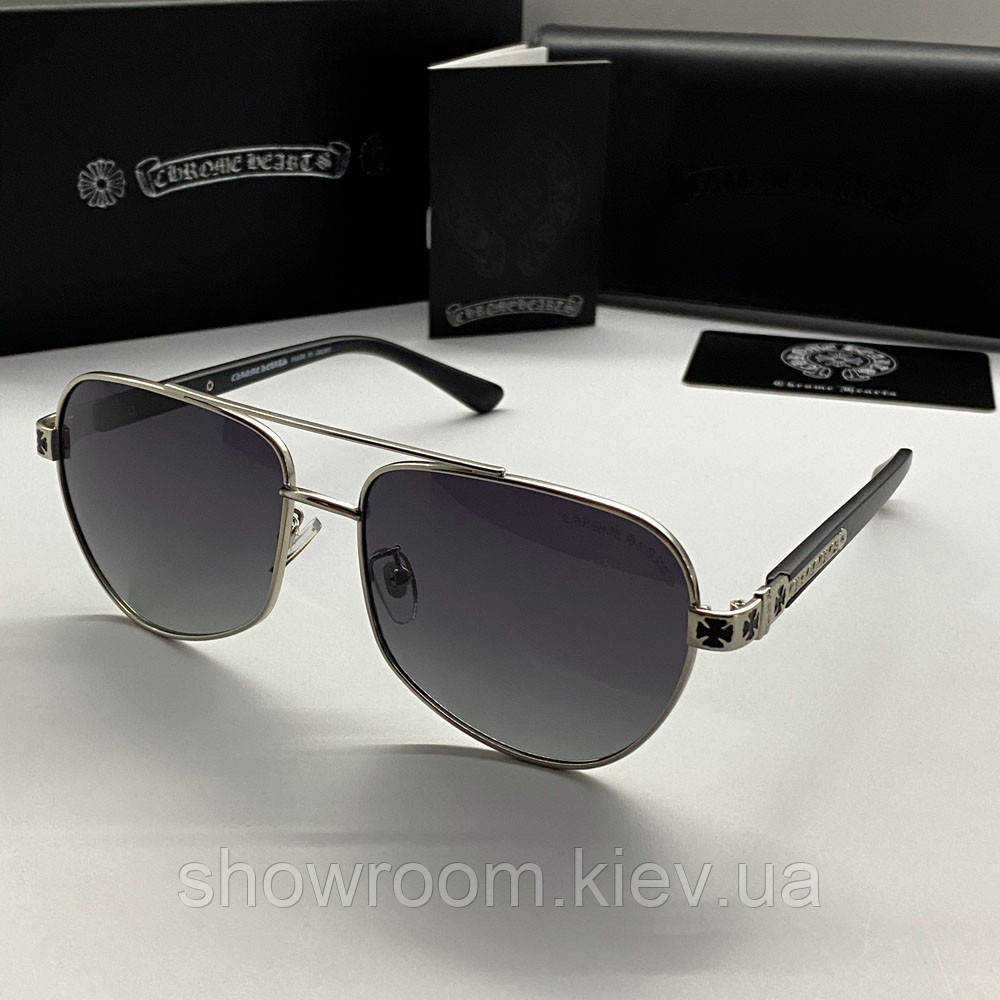 Чоловічі сонцезахисні окуляри Chrome Hearts 5078 silver Київ - фото 2