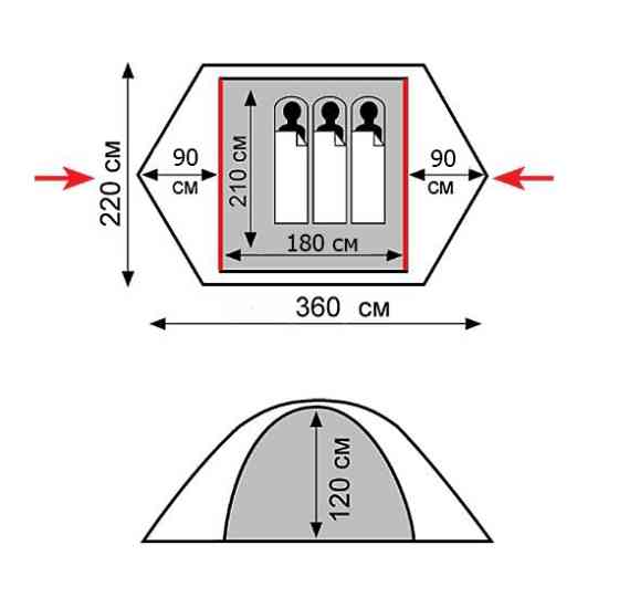 Палатка Tramp Peak 3 (V2) серая Киев