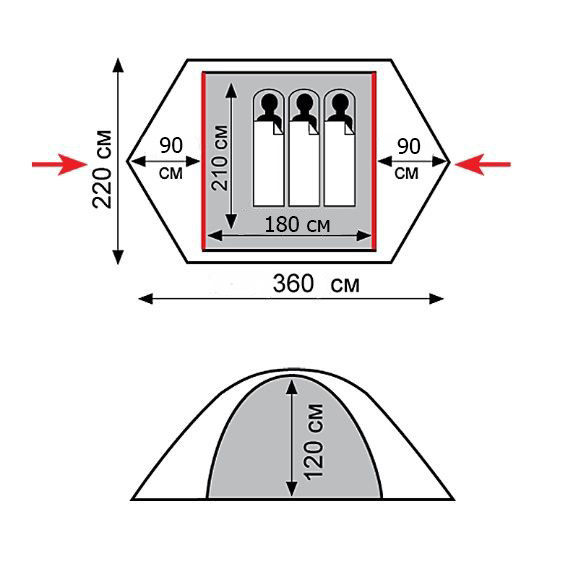 Палатка Tramp Peak 3 (V2) серая Киев - изображение 3