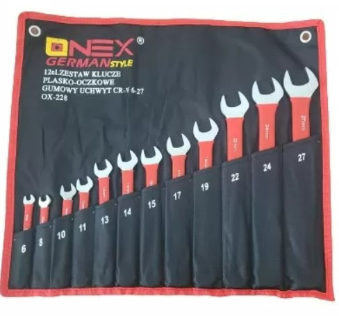 OX-228 Набір комбінованих гайкових ключів 6-27 мм 12 шт на ганчірці з гумовими ручками Cr-V Одеса - фото 2