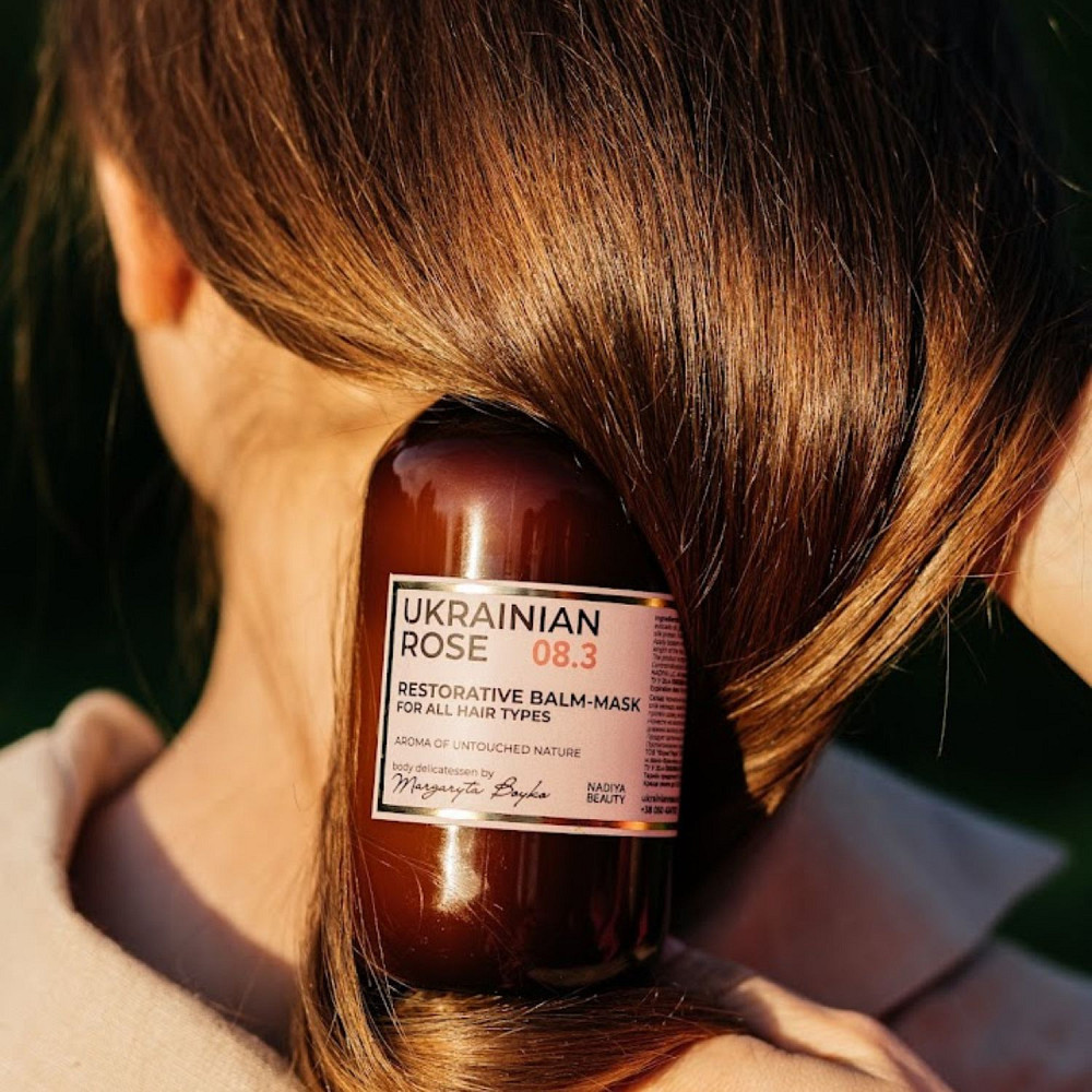 Відновлювальна бальзам-маска для волосся з кератином і колагеном Ukrainian Rose 300 мл Київ - фото 3