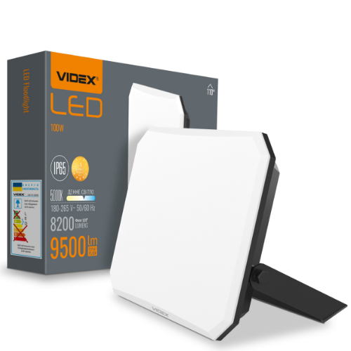 LED Прожектор 100W 5000К 220V чорний VLE-F3-1005B F3 Videx Житомир