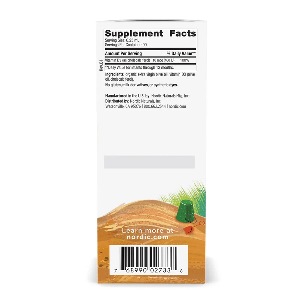 Витамин D3 в каплях для детей Nordic Naturals Baby's Vitamin D3 Liquid 22.5 ml Киев - изображение 3