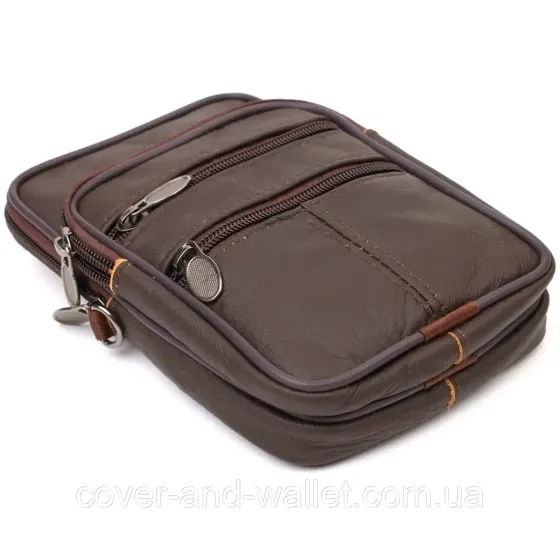 Вертикальная поясная сумка для мужчин из натуральной кожи Leather Collection Киев