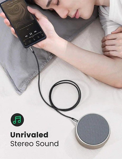 Аудіо кабель UGREEN AV112 3.5mm Male to 3.5mm Male Cable Gold Plated Metal Case with Braid 1m (Black)(UGR-50361) (UGR-50361) Київ - фото 3