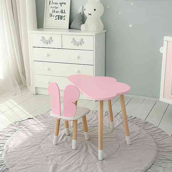 Красивый столик и стульчик для ребенка комплект мебели для учебы и фантазий Стол тучка и стул бабочка Киев