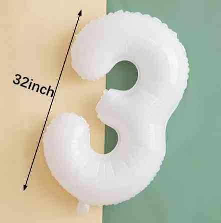 Шарик цифра 3 праздничная 32 дюйма белый Киев