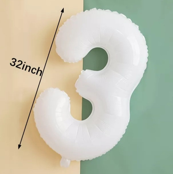 Кулька цифра 3 фольгована 32 дюйма білий Київ - фото 2